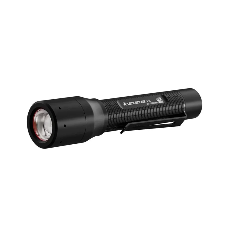 Ledlenser P5 200 lm must alumiiniumist LED-taskulamp klambriga, IP54, 1xAA, 119 mm