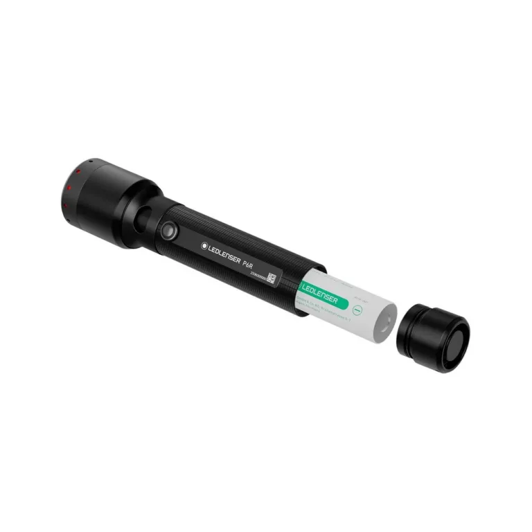 Ledlenser P6R 1200 lm must LED-taskulamp, 320 m valgusvihk, IP68, alumiiniumkorpus, laetav 18650 Li-ion aku