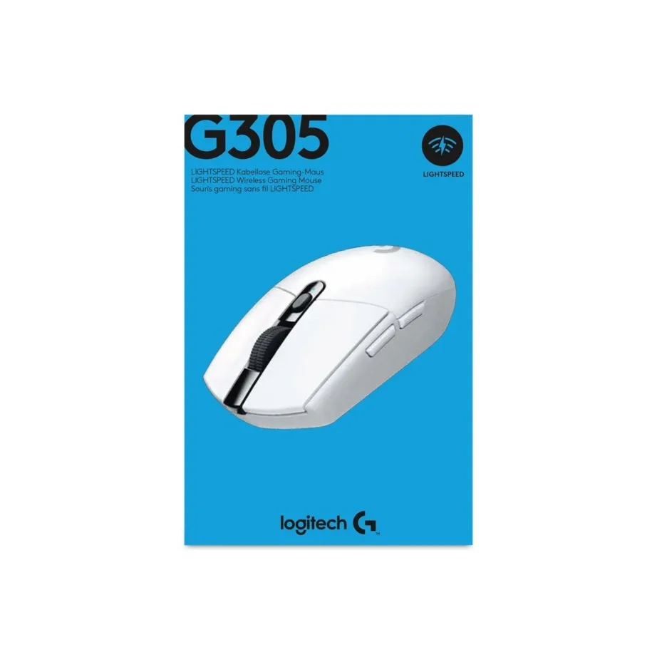 Logitech G305 LIGHTSPEED valge juhtmevaba mängurihiir 12000 DPI HERO sensoriga, 6 nuppu, 99 g, AA patarei, 1 ms reageerimine – 6