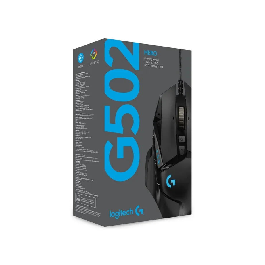 Logitech G502 HERO 11-nupuline 25600 DPI optiline juhtmega mängurihiir RGB-valgustusega, reguleeritava kaaluga, must, USB-A – 3