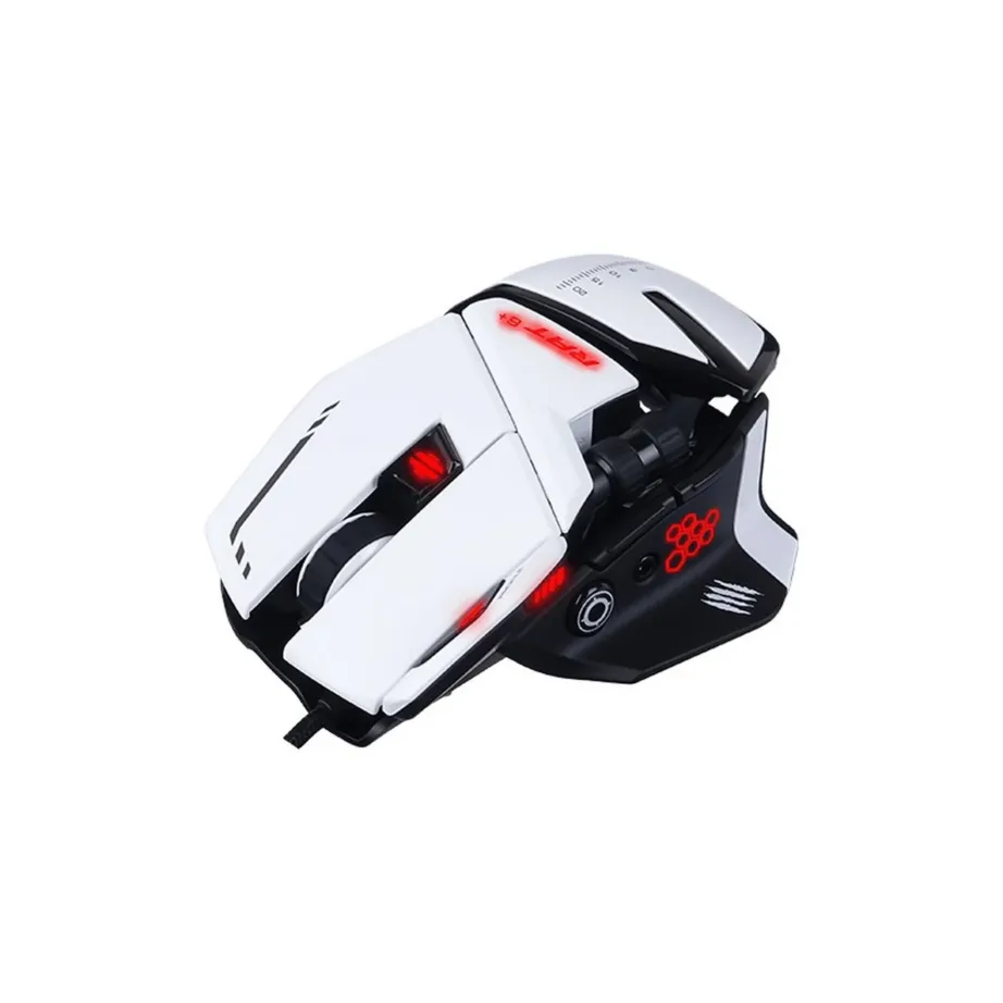 Mad Catz R.A.T. 6+ MR04DCINWH000-0 valge 12000 DPI optiline mängurihiir paremakäelistele, 11 programmeeritavat nuppu, RGB-valgustus, USB-kaabel, 119x88x39 mm – 3