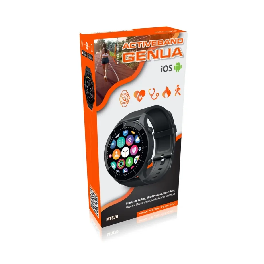 Media-Tech ACTIVEBAND GENUA MT870 must 1,3″ IPS nutikell, pulsi- ja vererõhumõõtmine, veekindel, Bluetooth 5.0, terasrihm, Android/iOS, aku kestvus kuni 144 h – 21