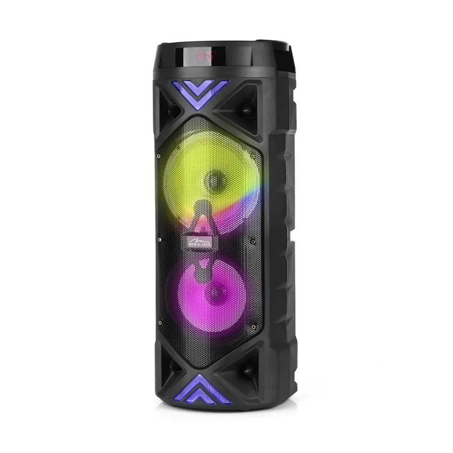 Media-Tech MT3182 FUNBOX KEG PRO 50W Bluetooth 5.0 kaasaskantav kõlar FM-raadio ja mikrofoniga, must, 228x228x572 mm, akutoitel – 9