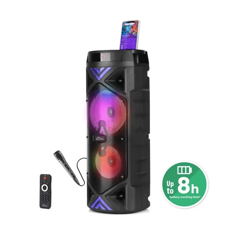 Media-Tech MT3182 FUNBOX KEG PRO 50W Bluetooth 5.0 kaasaskantav kõlar FM-raadio ja mikrofoniga, must, 228x228x572 mm, akutoitel