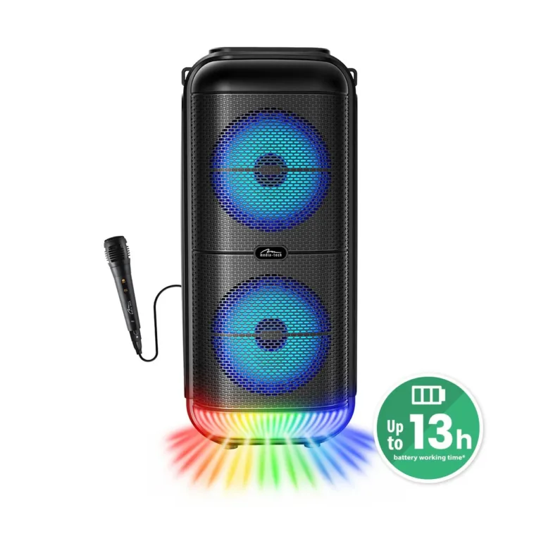 Media-Tech MT3183 50W must Bluetooth 5.3 kaasaskantav kõlar FM-raadio, karaoke ja akuga kuni 13 h