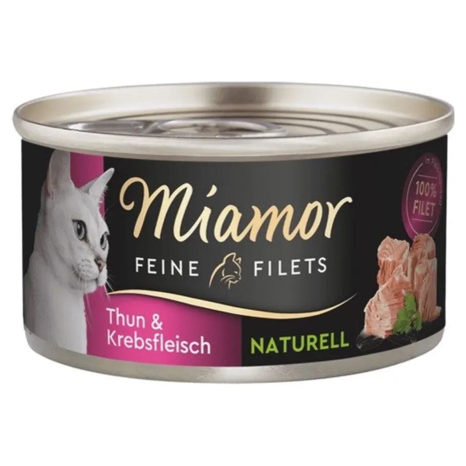 MIAMOR Feine Filets Naturell Tuna with crab – wet cat food – 80g
