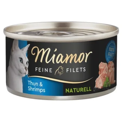 MIAMOR Feine Filets Naturell Tuna with shrimps - wet cat food - 80g