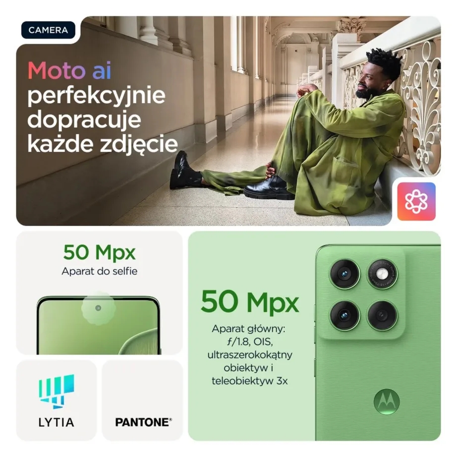 Motorola Edge 60 PB7H0019PL 5G 6,67″ P-OLED 12GB/256GB roheline IP68/IP69 veekindel nutitelefon Android 15, MediaTek Dimensity 7300, 5200mAh akuga, Dual SIM – 11