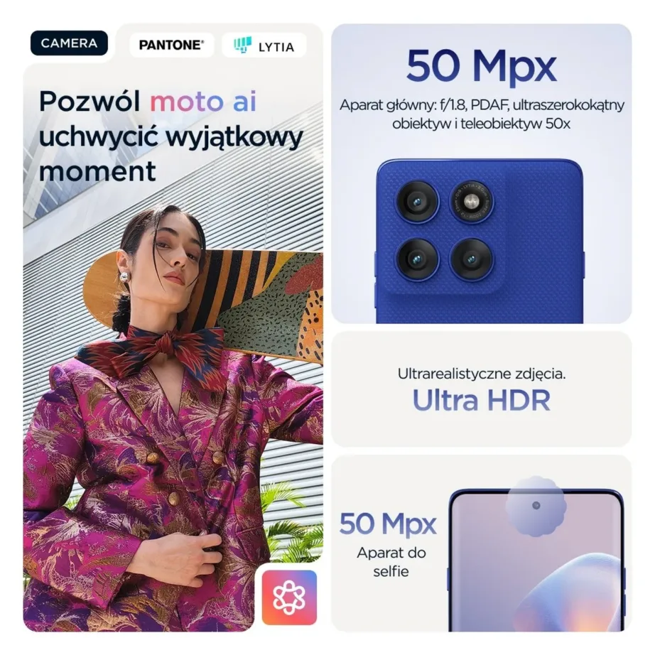 Motorola Edge 60 Pro PB7X0010PL 6,67″ 5G Dual SIM sinine 12GB/512GB tolmu- ja veekindel Android 15 nutitelefon, 6000 mAh aku, Gorilla Glass 7i – 11