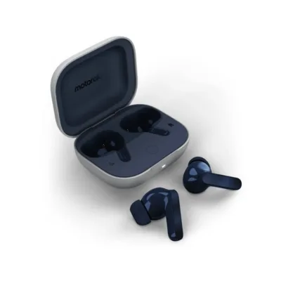 Motorola Moto Buds PG38C05748 Bluetooth 5.3 sinised juhtmevabad kõrvasisesed kõrvaklapid, ANC, Dolby Atmos, 9+42h aku, puutejuhtimine, veekindel, laadimiskarbiga ja USB-C-ga