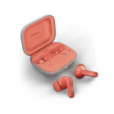 Motorola Moto Buds PG38C05750 Coral Peach Bluetooth 5.3 juhtmevabad mürasummutavad kõrvasisesed kõrvaklapid laadimiskarbiga, Dolby Atmos, kuni 42 h kasutusaeg