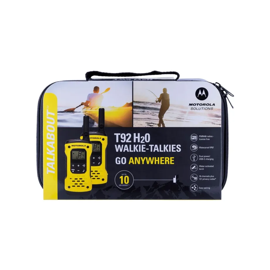 Motorola MOTO92H T92 H2O 16-kanaliline IP67 walkie-talkie (must/kollane, 2 tk, 10 km ulatus) NiMH aku ja USB-laadimisega – 7