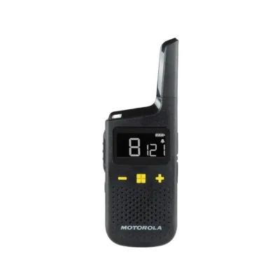 Motorola MOTOXT185 must IP54 16-kanaline PMR-raadio, 8 km ulatus, liitiumioonaku, laadija ja vööklambriga