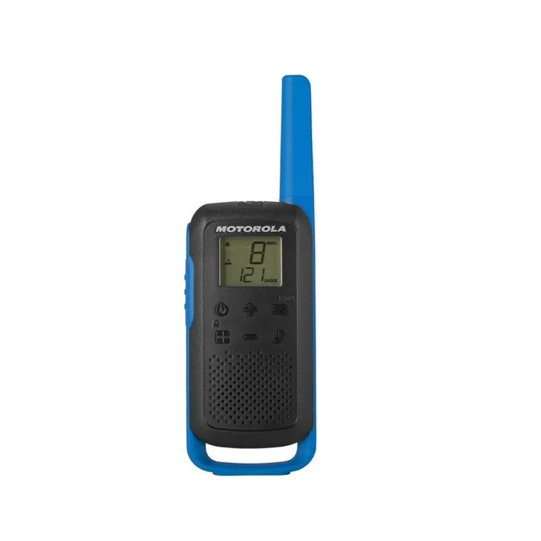 Motorola TALKABOUT T62 16-kanaliline PMR raadio 8 km ulatuse, LCD-ekraani ja akudega, sinine/must