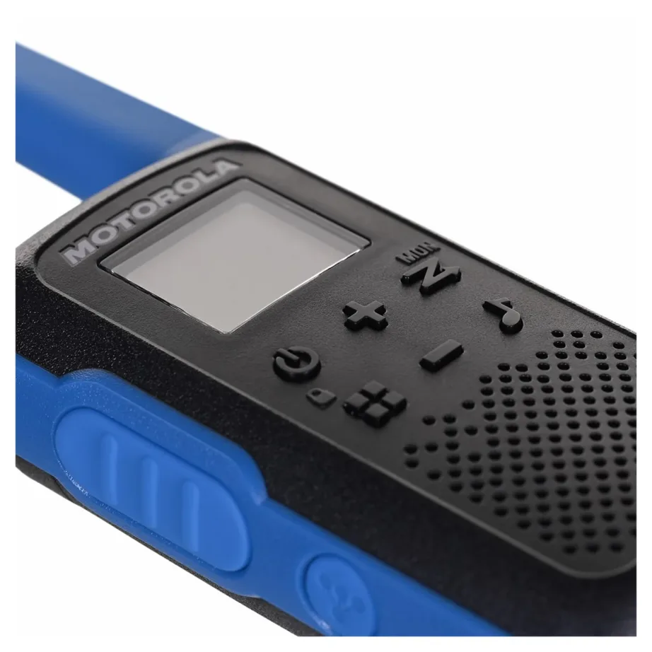 Motorola TALKABOUT T62 16-kanaliline PMR raadio 8 km ulatuse, LCD-ekraani ja akudega, sinine/must – 12