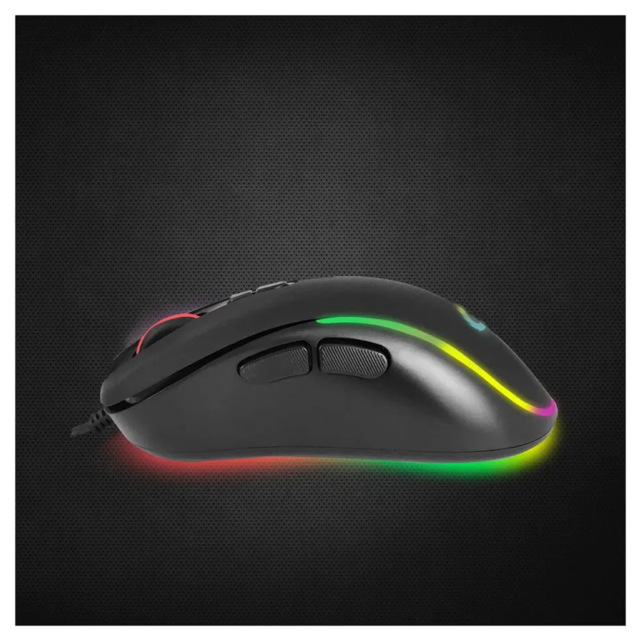 Must USB-C mängurihiir Esperanza EGM303, RGB valgustusega, 2400 DPI, paremakäeline, 7 nuppu, 120x65x40 mm – 4