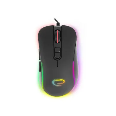 Must USB-C mängurihiir Esperanza EGM303, RGB valgustusega, 2400 DPI, paremakäeline, 7 nuppu, 120x65x40 mm