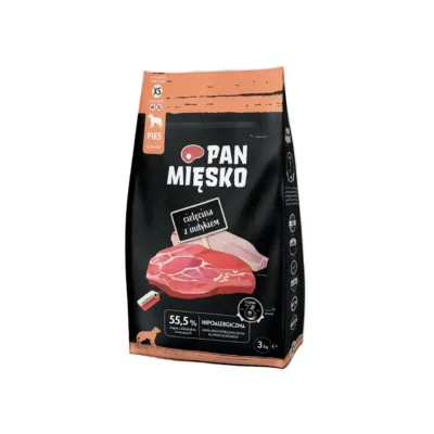 PAN MIĘSKO veiseliha ja kalkuniga kuivtoit täiskasvanud koertele 3 kg, sojavaba, suhkruvaba