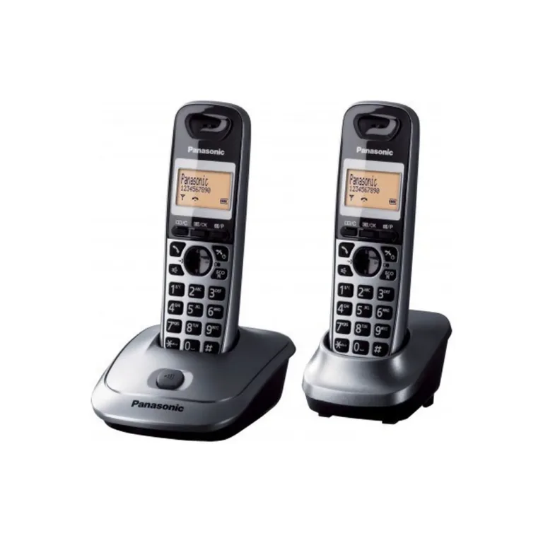 Panasonic KX-TG2512PDT 2 juhtmeta DECT telefoni komplekt, hall/must, ekraaniga, kõlariga ja helistaja ID-ga, lauapealne/seinale kinnitatav