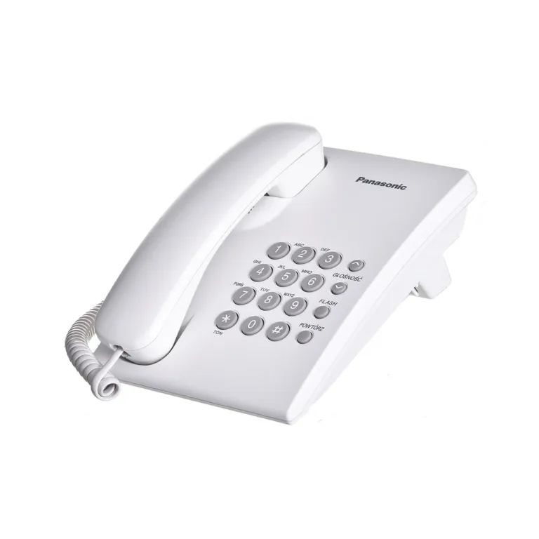 Panasonic KX-TS500PDW valge analooglauatelefon, 16 nupuga, lauale/seinale paigaldatav, juhtmega käsitoru