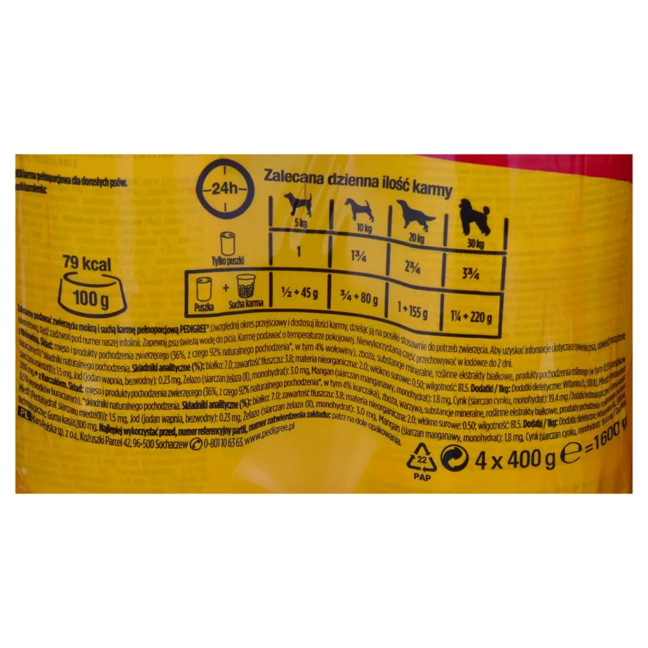 Pedigree veise ja kanaliha märgtoit koerale 4 x 400 g želees – 4