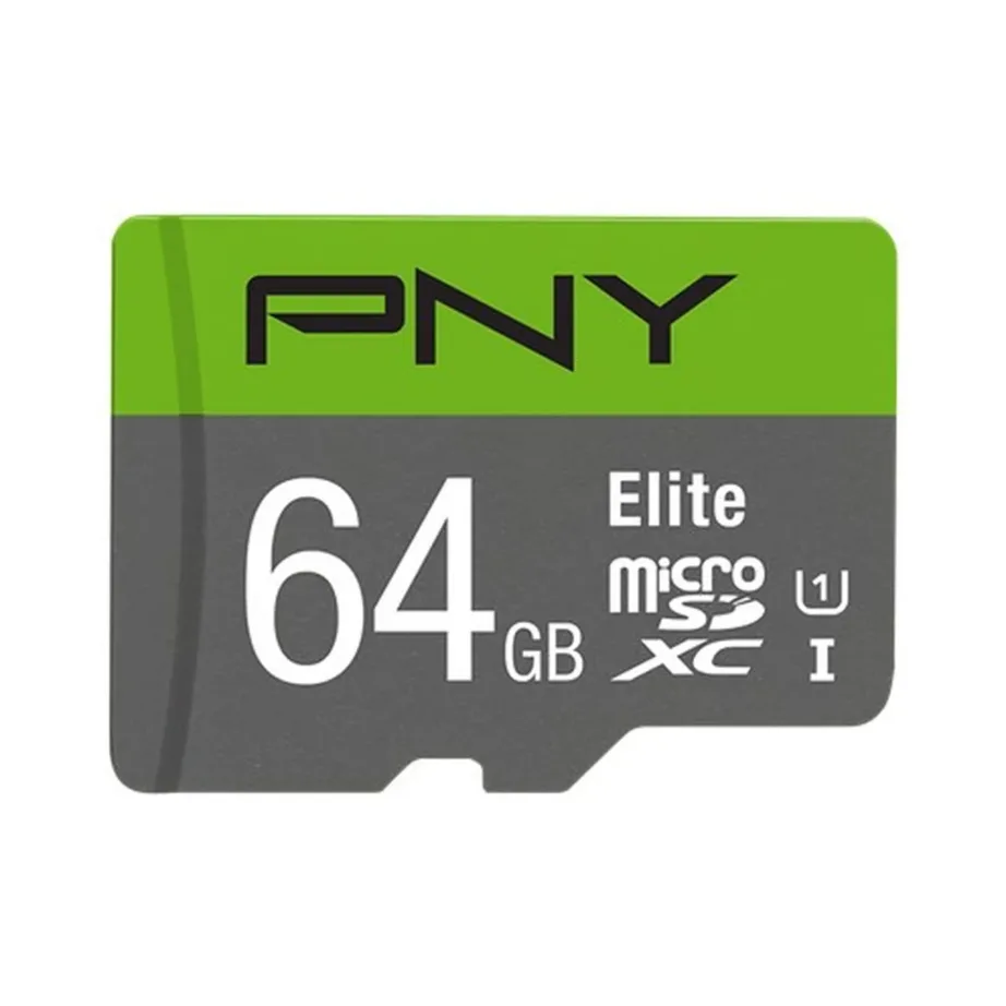 PNY Elite P-SDUX64U185GW-GE 64GB Class 10 U1 MicroSDXC mälukaart (hall/roheline), 1 tk