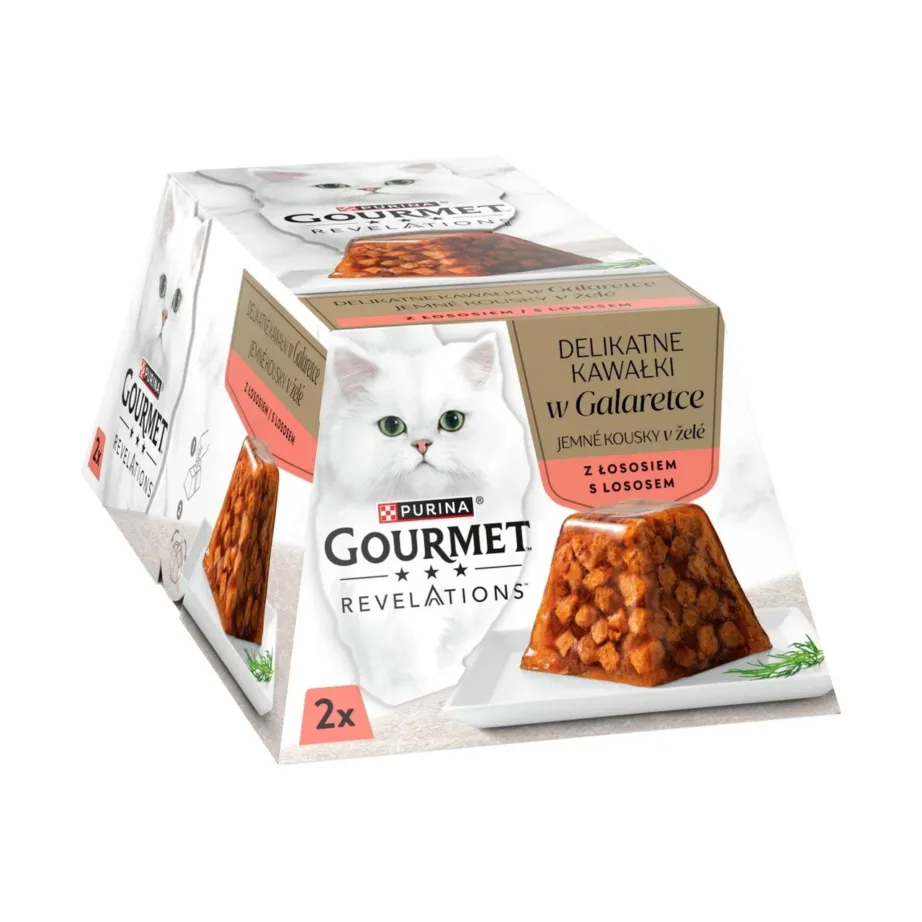 Purina Gourmet Revelations 2x57g lõhega gluteenivaba täissööt täiskasvanud kassile – 2