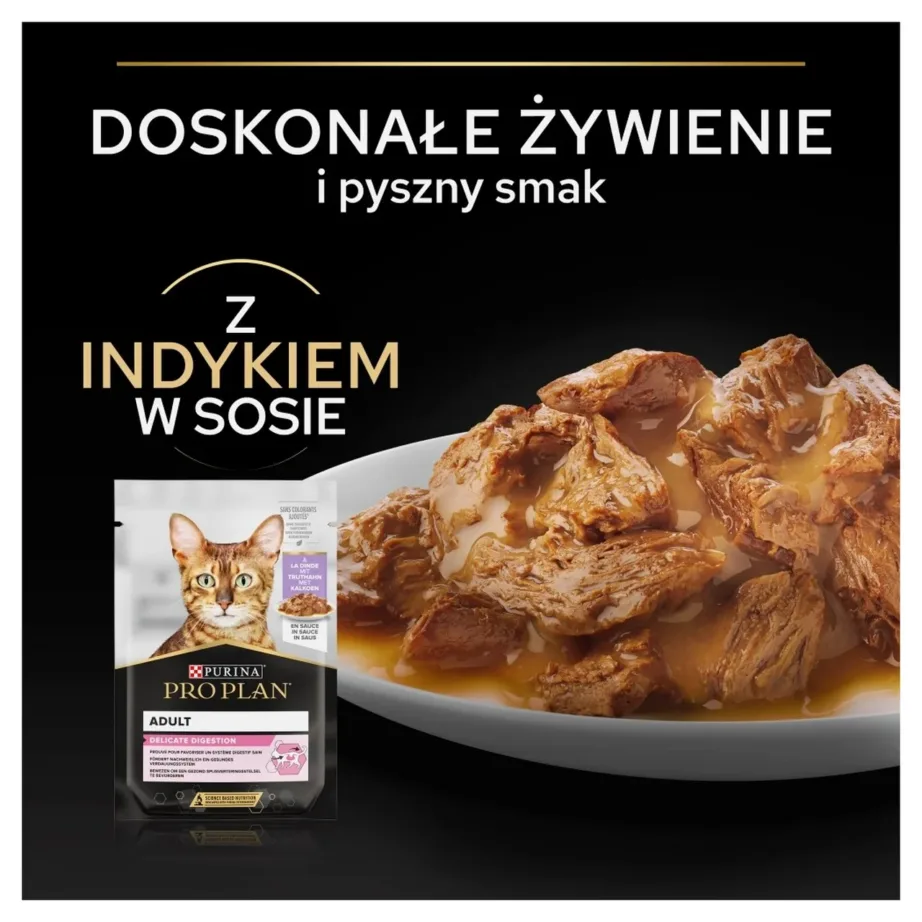 PURINA Pro Plan Adult Delicate Digestion Turkey in gravy – wet cat food – 85g – 5