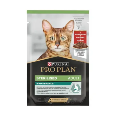 PURINA Pro Plan Adult Sterilised Maintenance Beef in gravy - wet cat food - 85g