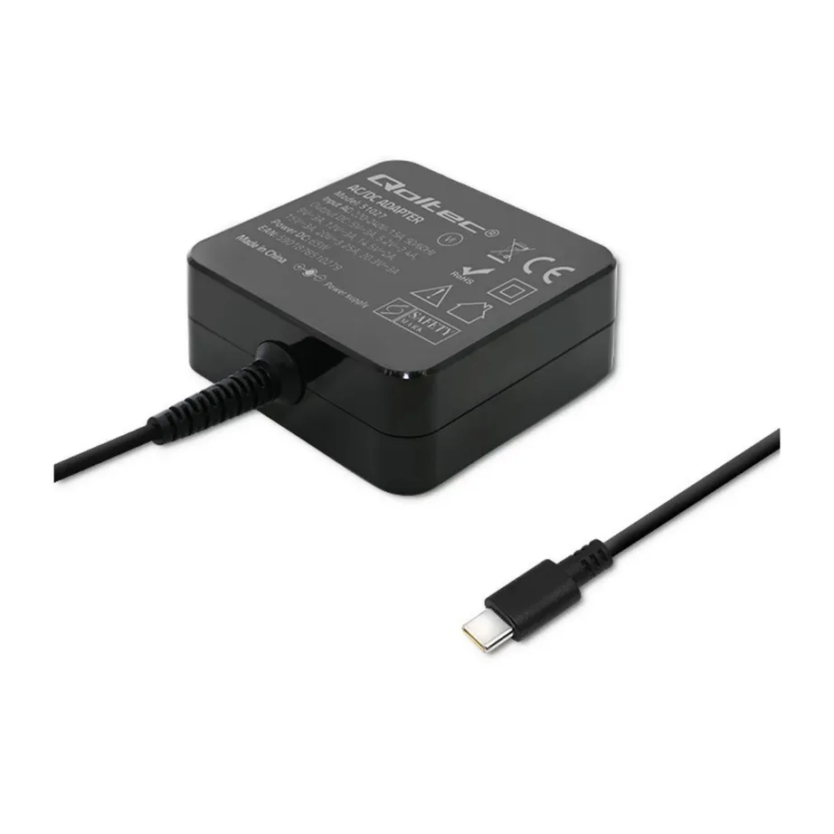 Qoltec 51027 65W USB-C PD must seinalaadija 1,75 m kaabliga sülearvutitele ja seadmetele – 8