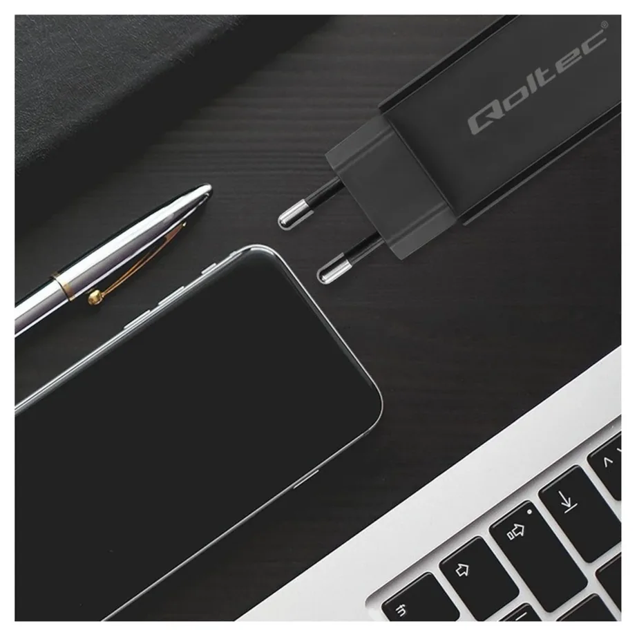 Qoltec 52419 65W USB-C GaN sülearvuti laadija, 20V/3.25A, must, 220–240V, 1,8 m kaabel – 5