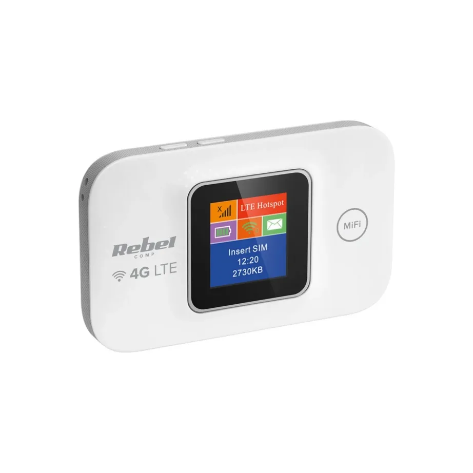 Rebel RB-0701 valge 4G/LTE kaasaskantav Wi-Fi ruuter 2,4 GHz 150 Mbit/s, aku kuni 5 h, SIM- ja microSD-toega – 7