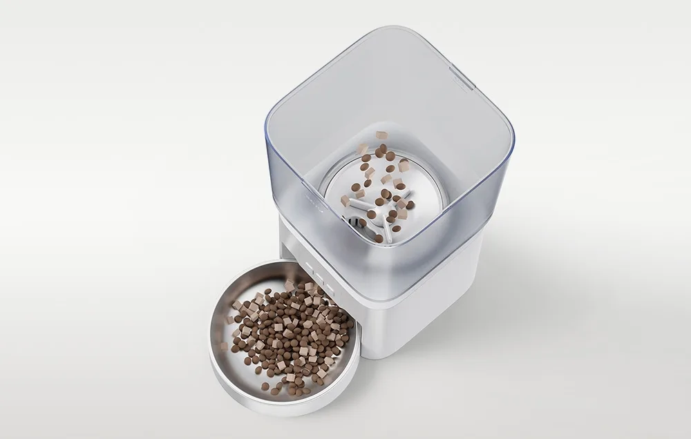 Lahku võetud söötur: mahuti, doseerimismehhanism ja kauss