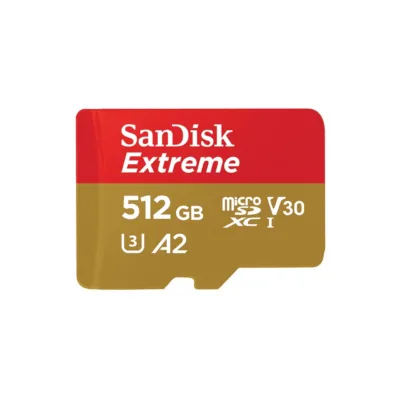 SanDisk Extreme SDSQXAV-512G-GN6MA 512GB UHS-I Class 10 U3 V30 microSDXC mälukaart kuni 190 MB/s, šoki-, vee- ja röntgenikindel, SD-adapteriga