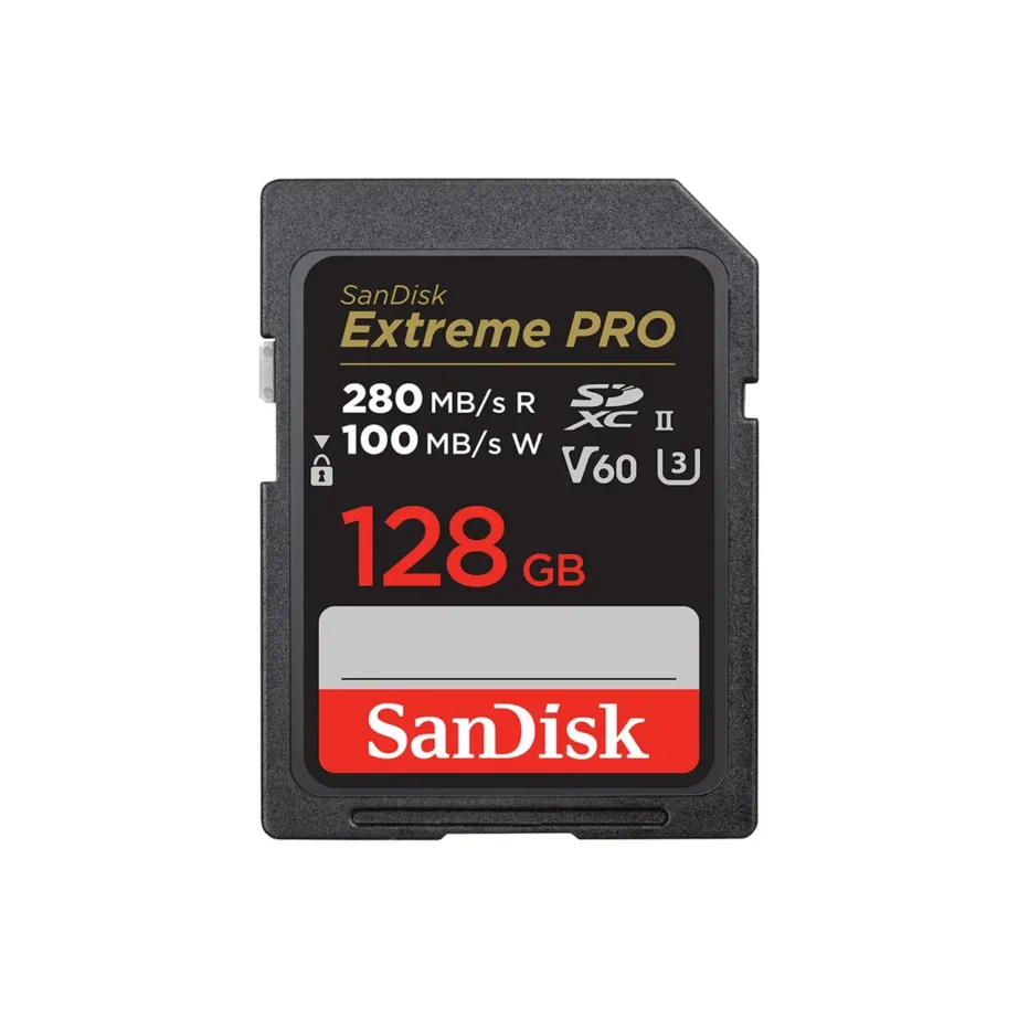 SanDisk SDSDXEP-128G-GN4IN 128 GB SDXC UHS-II Class 10 V60 must mälukaart kuni 280 MB/s lugemis- ja 100 MB/s kirjutamiskiirusega