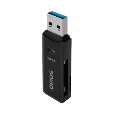 SAVIO AK-64 USB 3.0 must SD/microSD kaardilugeja, 57,5x17x8,3 mm, Plug & Play