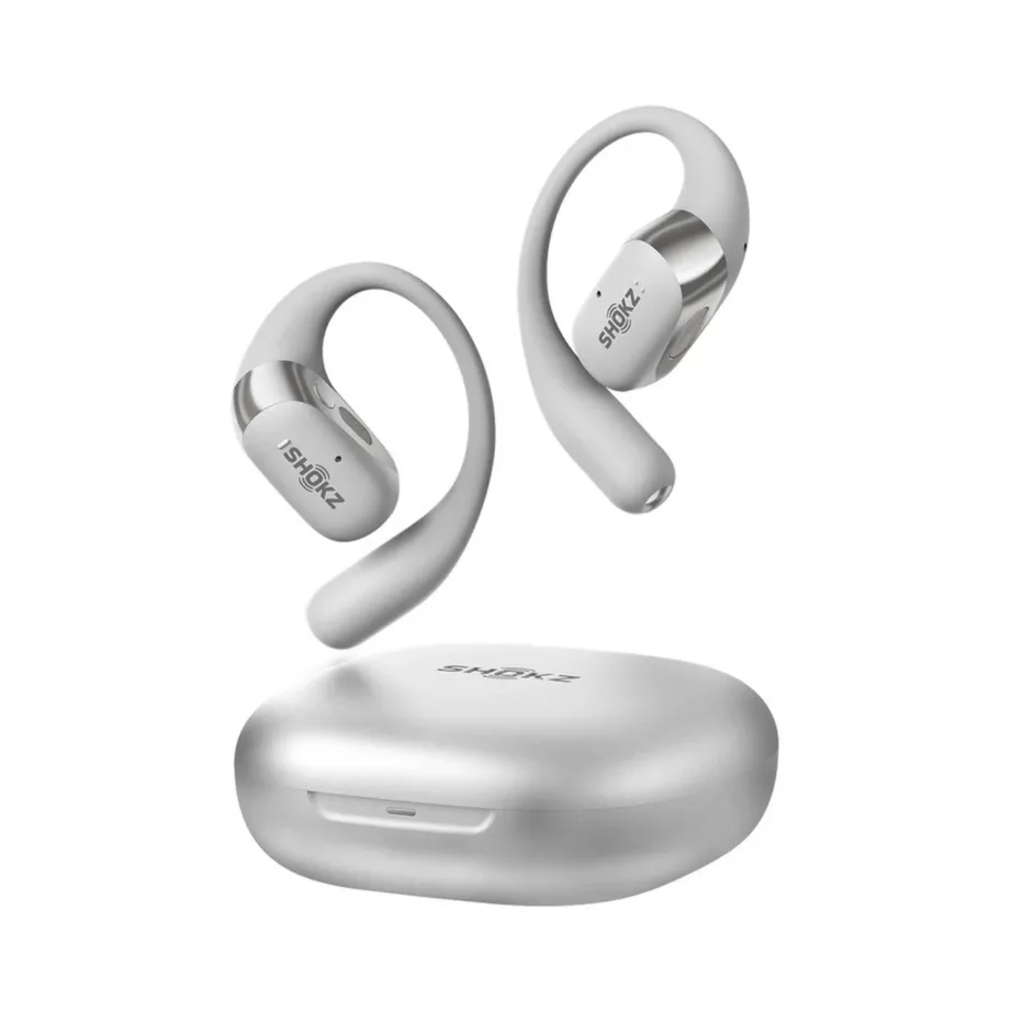 SHOKZ OpenFit 2+ T921-ST-GY Bluetooth 5.4 juhtmevabad IP55 hallid kõrva taha kinnituvad in-ear kõrvaklapid mikrofoniga, 11 h aku, laadimiskarbi ja mürasummutusega, muusika/kõnede jaoks – 2
