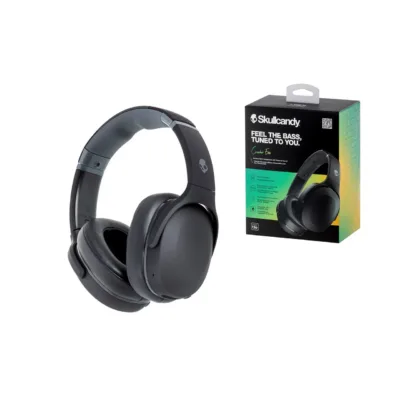 Skullcandy Crusher Evo S6EVW-N740 mustad 312 g kokkuvolditavad juhtmevabad ja juhtmega Bluetooth 5.0 kõrvaklapid muusika ja kõnede jaoks, USB-C, 40 h aku