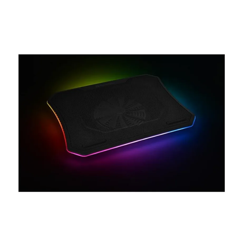 Thermaltake Massive 20 RGB CL-N014-PL20SW-A 47 × 35 cm must sülearvuti jahutusalus 200 mm ventilaatoriga ja RGB-valgustusega (sobib 10–19″ sülearvutile, USB-toide, kiiruse reguleerimine) – 2