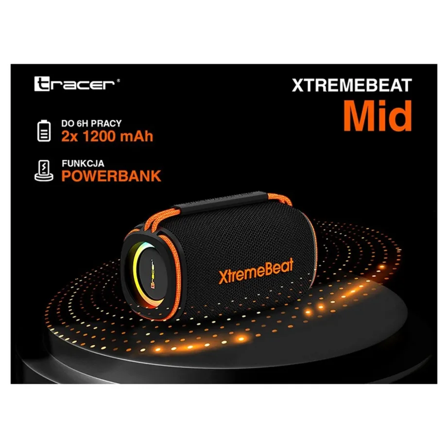 Tracer XtremeBeat TRAGLO47541 15 W must IPX6 juhtmevaba Bluetooth kõlar sisseehitatud mikrofoniga, 6 h aku – 13