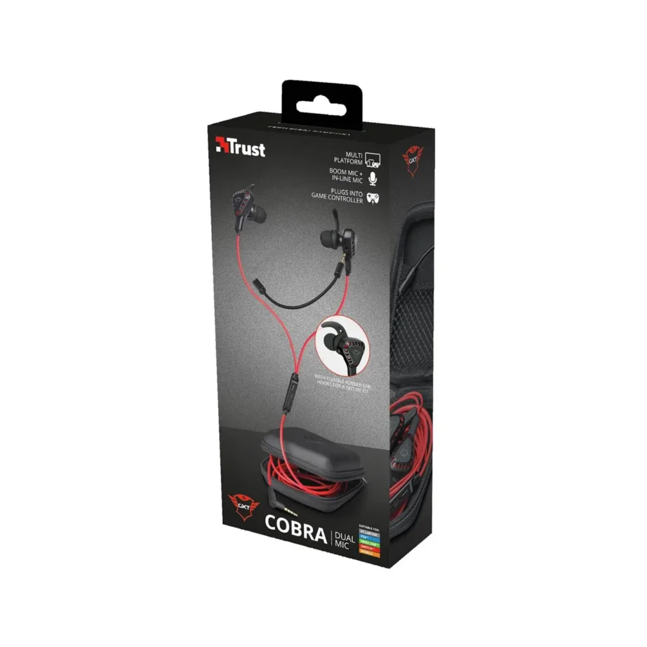 Trust GXT 408 3,5 mm in-ear mänguri kõrvaklapid eemaldatava mikrofoniga, punane/must, kandekotiga – 10