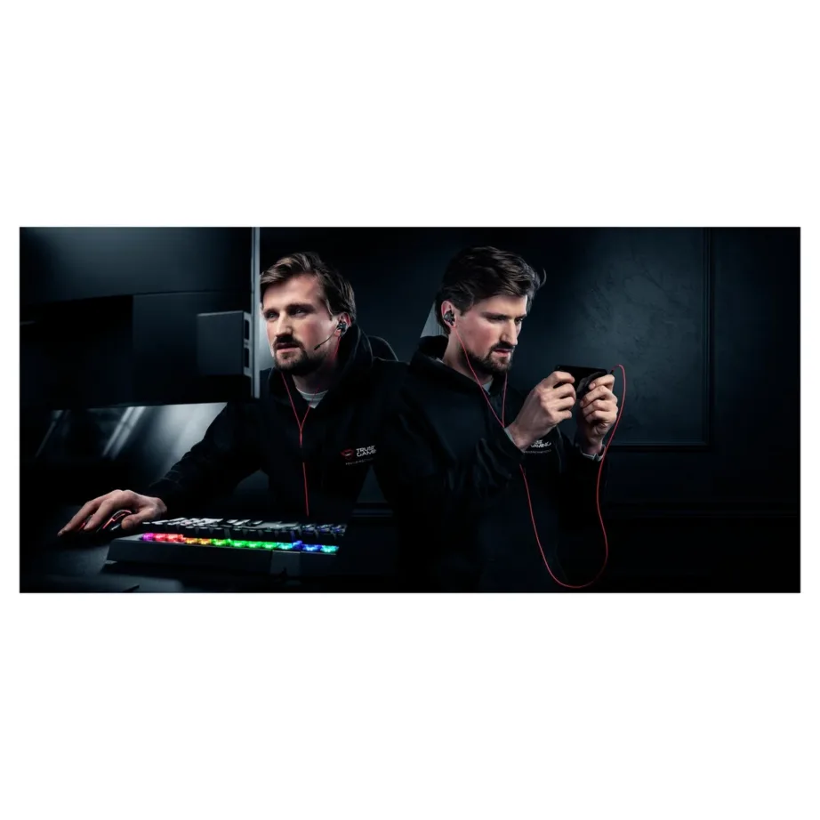 Trust GXT 408 3,5 mm in-ear mänguri kõrvaklapid eemaldatava mikrofoniga, punane/must, kandekotiga – 5