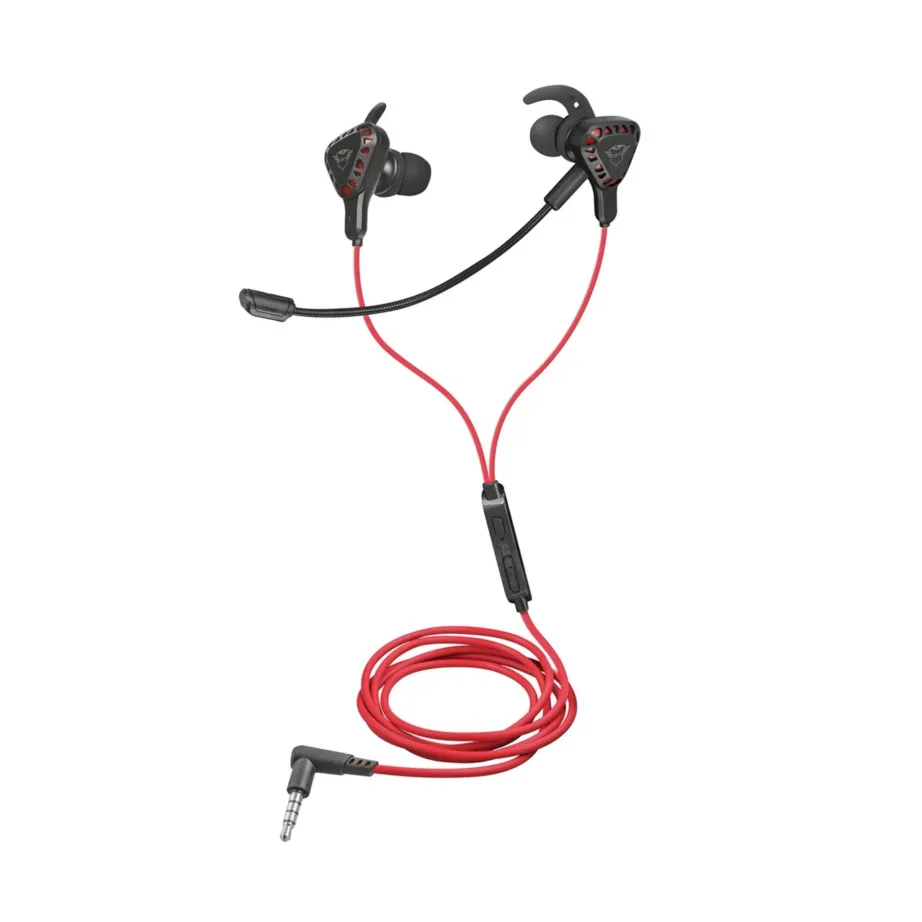 Trust GXT 408 3,5 mm in-ear mänguri kõrvaklapid eemaldatava mikrofoniga, punane/must, kandekotiga – 6