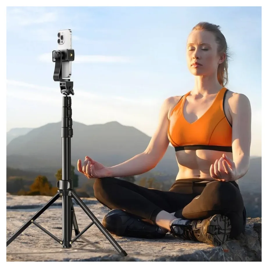 Ugreen LP680 1,8 m must alumiiniumist Bluetooth-statiiv/selfie-pulk kaugjuhtimispuldiga nutitelefonidele – 6