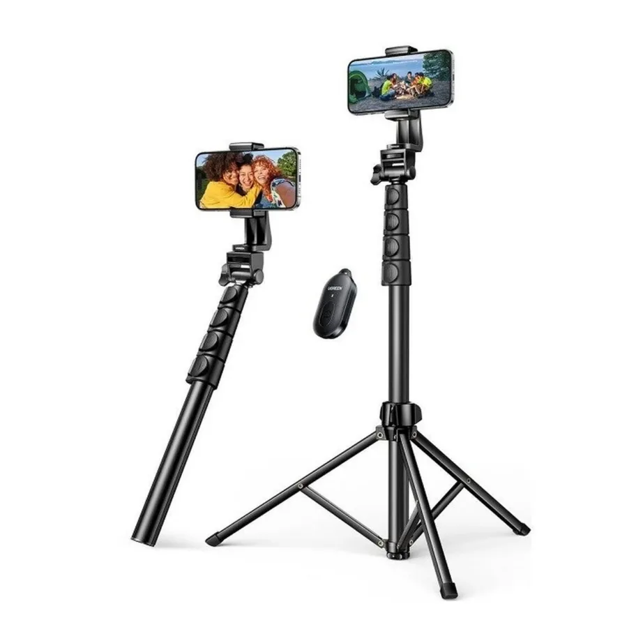 Ugreen LP680 1,8 m must alumiiniumist Bluetooth-statiiv/selfie-pulk kaugjuhtimispuldiga nutitelefonidele