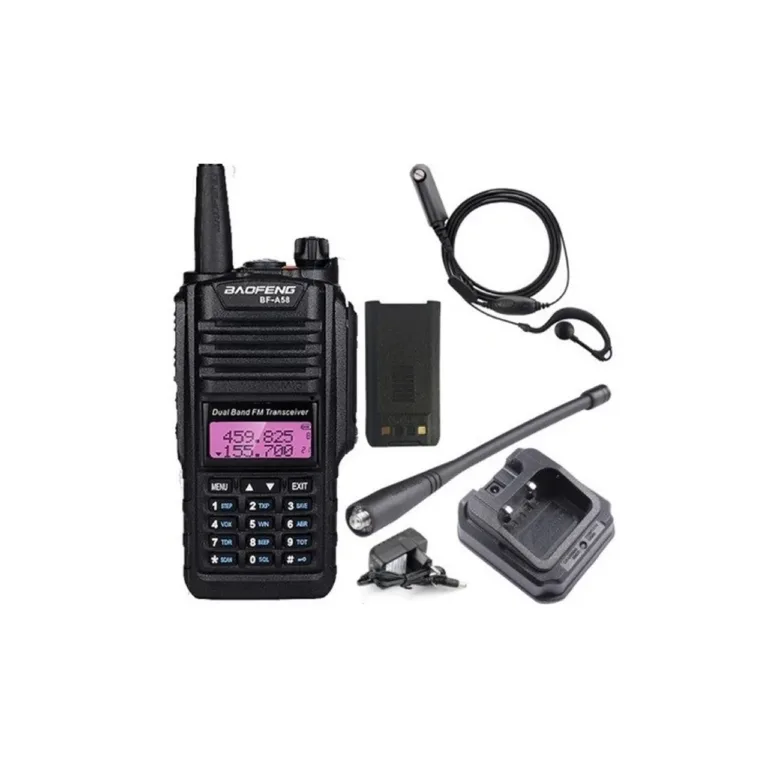 Veekindel Baofeng BF-A58 5 W 10 km must kahepoolne käsiraadio, 1800 mAh aku, VOX, mürasummutus, FM-raadio, 2 tk komplektis