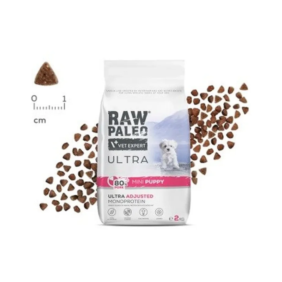 VetExpert Raw Paleo Ultra Mini 2 kg sealiha monoproteiin kuivtoit väikest tõugu kutsikatele, gluteeni- ja teraviljavaba