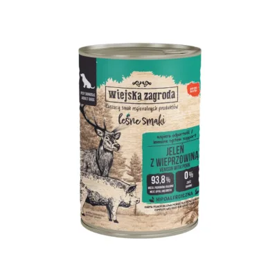 Wiejska Zagroda Forest Flavours 400g hirveliha ja sealihaga täissööt täiskasvanud koertele, teraviljavaba märgtoit