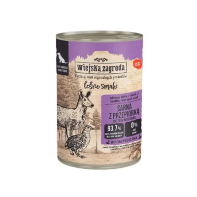 Wiejska Zagroda Forest Flavours 400g märgtoit metskitse ja vutiga allergilisele täiskasvanud koerale