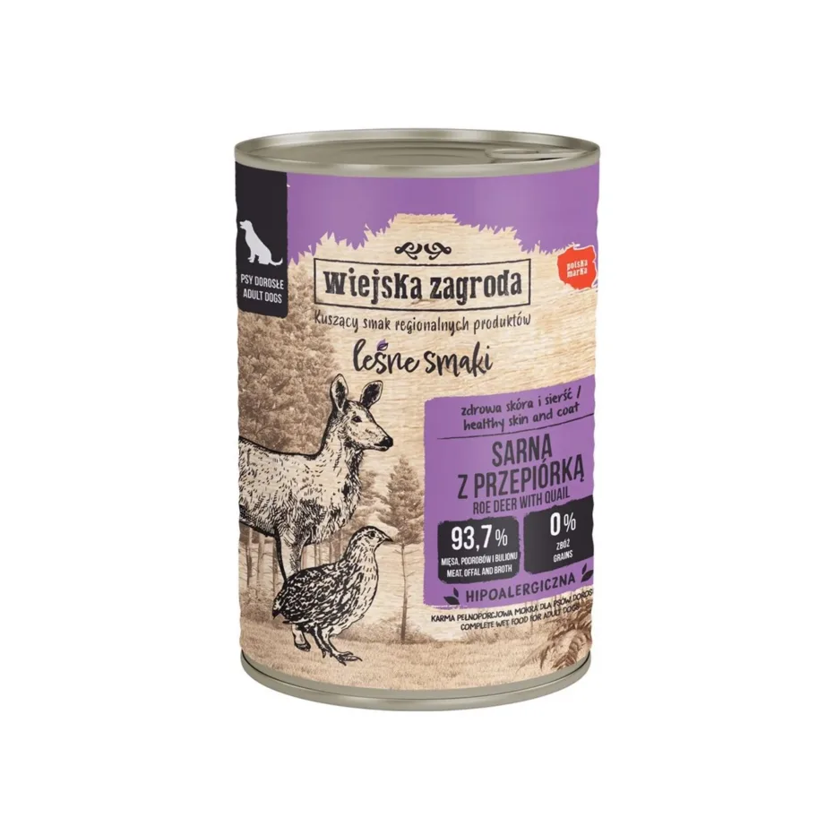 Wiejska Zagroda Forest Flavours 400g märgtoit metskitse ja vutiga allergilisele täiskasvanud koerale